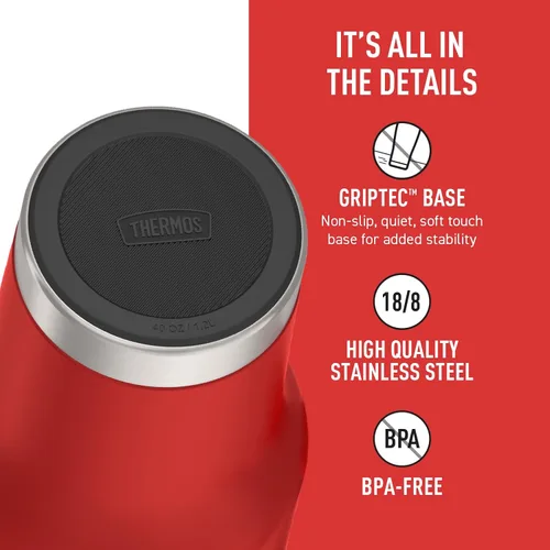 Miniatura 5 de THERMOS Taza Portavasos de Acero Inoxidable - 40 Onzas, Carmesí - Vaso Aislado con Tapa y Popote, Más Bloqueo Deslizante Resistente a Fugas