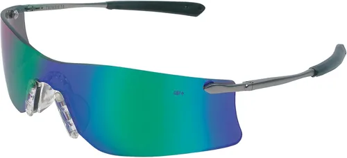 Crews T411G Rubicon - Gafas de seguridad con espejo esmeralda, 1 par Lente de espejo esmeralda