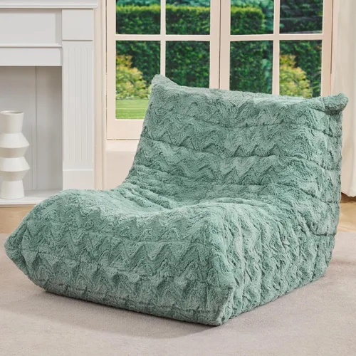 Miniatura 31 de Sillones tipo puf para adultos, puf gigante con espuma viscoelástica, sillón puf con relleno, piel sintética, para la sala, dormitorio u oficina azul