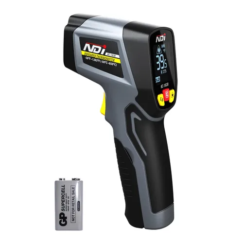 NDI Pistola de temperatura de termómetro infrarrojo -58 ℉ ~ 1202 ℉, lector digital de temperatura de superficie láser para cocinar, horno de pizza,