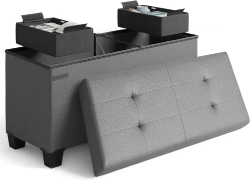 Miniatura 44 de Cubo otomano de almacenamiento con cubo pequeño, otomana cuadrada de 15 pulgadas con almacenamiento para sala de estar y dormitorio, reposapiés