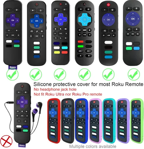 Miniatura 7 de Funda protectora para control remoto Roku, material de silicona respetuoso con el medio ambiente, a prueba de caídas, a prueba de polvo, lavable