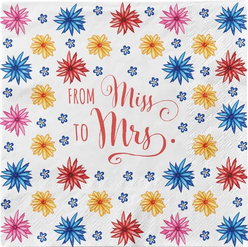 Miniatura 3 de Bridal: From Miss to Mrs (Colorful Floral) Vajilla Pack: Juego de platos de papel, servilletas y tazas desechables para 20 Novia: de la señorita a