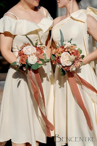 Miniatura 3 de Ramo de boda de terracota de 7 pulgadas para novia, dama de honor, ramo de boda pequeño, para propuesta de matrimonio, fiesta y aniversario