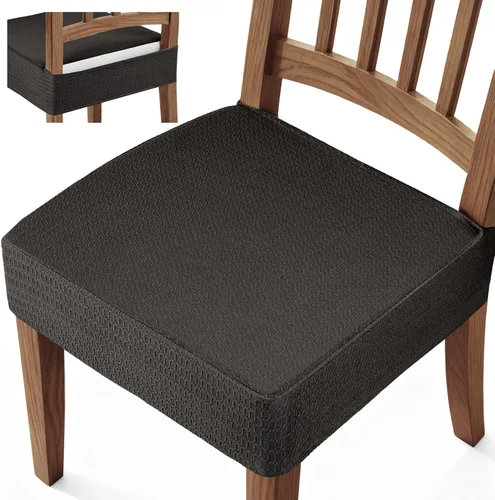 Miniatura 7 de Songrey Juego de 6 fundas de asiento impermeables para sillas de comedor, sin fundas para sillas traseras, elásticas, extraíbles y lavables