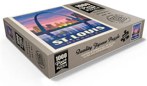 Miniatura 3 de MyPuzzle St. Louis, MO: Gateway Arch At Sunset, póster vintage, rompecabezas prémium de 1000 piezas para adultos