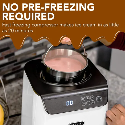 Miniatura 5 de Whynter Máquina automática para hacer helados de 1.28 cuartos de galón vertical con compresor integrado, pantalla digital LCD y temporizador, sin
