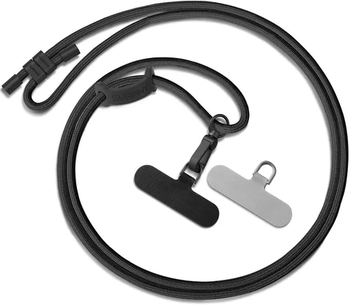 Miniatura 8 de SURPHY Cordón para teléfono, correa cruzada ajustable para teléfono con 2 pestañas de amarre para teléfono celular, hebillas de metal de alta Negro