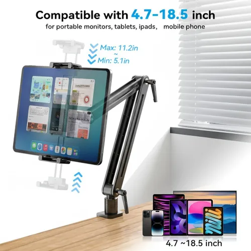Miniatura 2 de Jakeko Soporte para brazo de monitor portátil, diseño de aluminio con ultraestabilidad y alta capacidad de carga