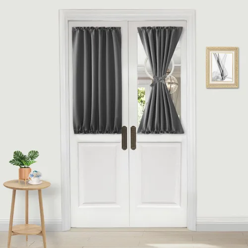 Miniatura 113 de DWCN Cortinas para puerta francesa: cortina térmica con bolsillo para barra para puertas con ventana de vidrio, puertas de cocina y patio