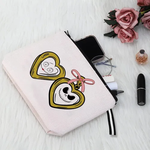 Miniatura 5 de Bolsa de maquillaje inspirada para mujer, bonita bolsa de cosméticos para amigos y familia, bolsa de aseo de viaje, bolsa de cosméticos portátil
