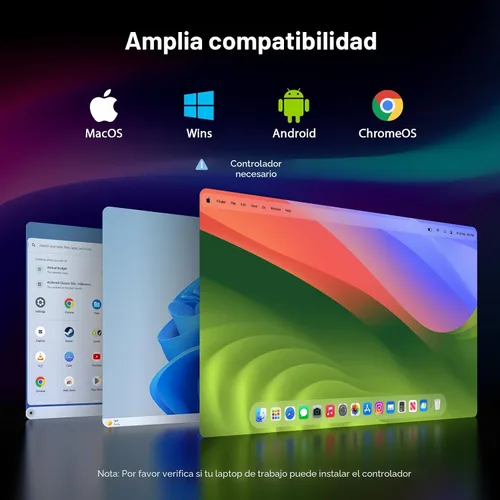 Miniatura 2 de KYY Extensor de pantalla para laptop de 15.6 pulgadas, monitor portátil FHD IPS de 1080P, un cable USB-C triple monitor, pantalla de viaje dual