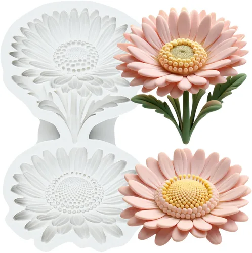 Miniatura 14 de Molde de silicona con diseño de flores de margarita, crisantemo, para decoración de pasteles, chocolate, cupcakes, caramelo, azúcar, manualidades