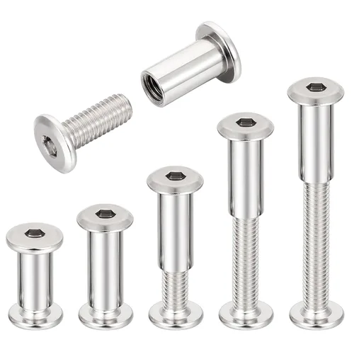 Miniatura 2 de Juego de 25 tornillos de metal para muebles M6x15mm Silver para muebles, juego de brocas hexagonales métricas, tornillos de cubierta de metal