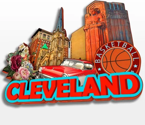 Imán para nevera Cleveland Ohio USA America, colección de madera 3D, hecho a mano, recuerdos de la ciudad de viaje, decoración del hogar, regalo -80