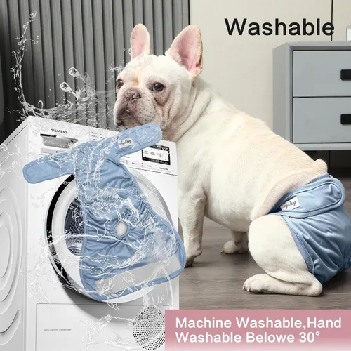 Miniatura 6 de JoyDaog Pañales para perras para perros medianos, paquete de 4 pañales reutilizables lavables premium para perritos en período de calor