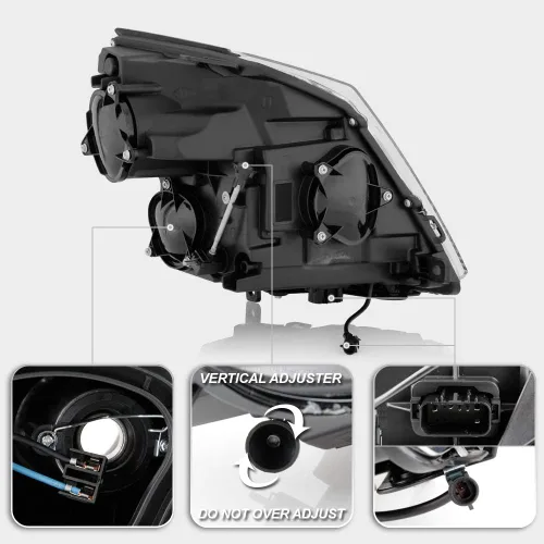 Miniatura 3 de ACANII - Para [Modelo Halógeno] 2008-2014 Cadillac CTS Conjunto de Faros Delanteros LED de Tubo Proyector Switchback con Carcasa Negra