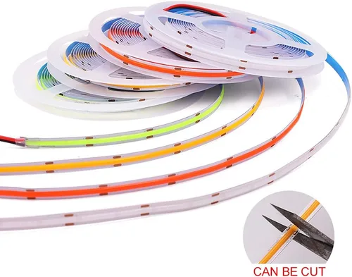 Miniatura 7 de COB - Tira de luces LED, 16.4 ft/16.4 pies, flexible, flexible, flexible, flexible, luces de cuerda LED COB, 12 V, 320 LEDs/m, blanco cálido, 3000