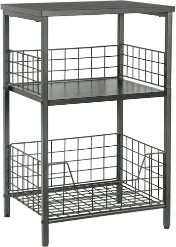 X-cosrack Mesa Auxiliar, Mesa Pequeña de Extremo con Soporte para Tocadiscos y Almacenamiento, Soporte Nocturno para Discos de Vinilo para Sala de