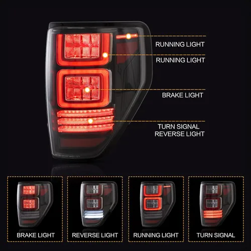 Miniatura 2 de VLAND Conjunto de luces traseras para Ford F-150 2009-2014, conjunto de lámpara trasera con señal de giro, luces de marcha atrás, Plug-and-play
