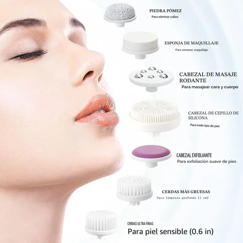 Miniatura 8 de COSLUS Cepillo de Limpieza Facial Exfoliante Facial de Silicona: Dispositivo de Masaje Rotatorio Exfoliante Eléctrico 7 en 1 FBS-D Impermeable
