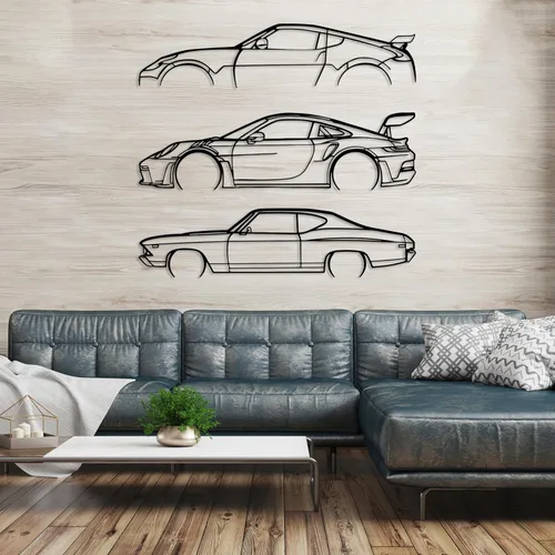 Miniatura 2 de Arte de silueta de automóvil personalizado de metal, decoración de pared personalizada, letrero de pared de garaje para amantes de los automóviles