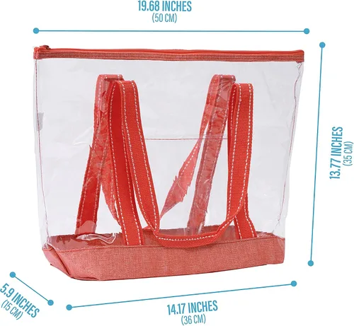 Miniatura 6 de VENO Clear Bag Transparent Vinyl PVC Tote, Stadium, Outdoor, Beach, Pool