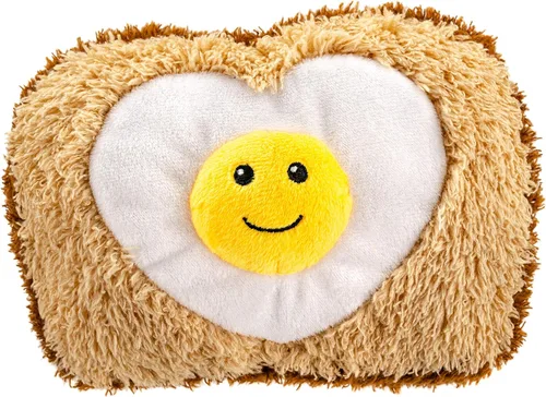 Giftable World - Juguete de peluche para mascotas de 12.7 por 17.8 cm en forma de huevo tostado con chirriador Tostada de huevo de 5x7"