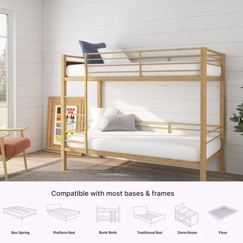Miniatura 7 de Colchón tamaño individual, colchón de espuma viscoelástica de 5 pulgadas para niños y adolescentes, colchón litera y cama nido para espacios