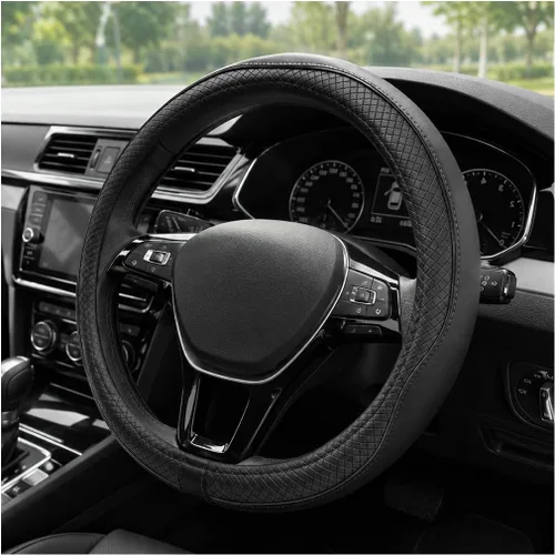 Funda para volante de automóvil, 15 pulgadas, antideslizante, de cuero transpirable, protector de volante suave envolvente completo para hombres y