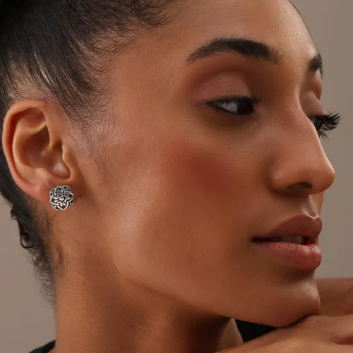 Miniatura 3 de LeCalla Aretes de tuerca de plata de ley 925, ligeros, de dos tonos, de filigrana antigua, para mujer, regalos para el día de San Valentín para ella