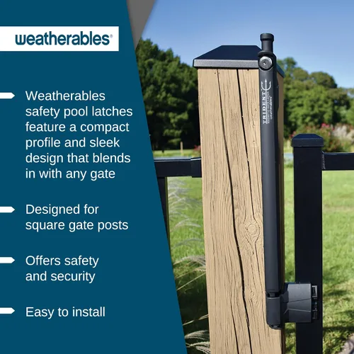 Miniatura 2 de Weatherables Trident - Pestillo de puerta de seguridad para niños de 20 pulgadas – Pestillo de puerta de polímero de nailon resistente con cerradura