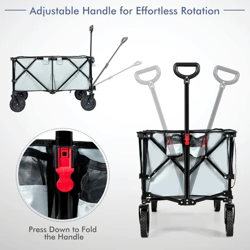 Miniatura 2 de Goplus Carro plegable utilitario con ruedas universales y asa ajustable y bolsa de cubierta, carrito de comestibles para jardín, compras, campamento