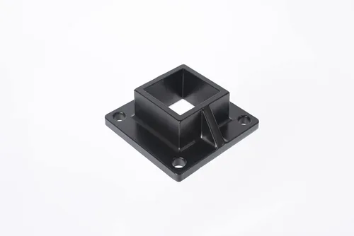 Miniatura 4 de Brida de poste de montaje en el suelo para poste de valla cuadrada de 2 pulgadas y barandilla de cubierta, resistente, aluminio, negro