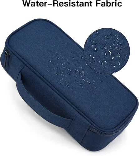 Miniatura 4 de Estuche organizador de artículos electrónicos, bolsa de transporte para artículos esenciales de viaje, para cable, cable de carga (azul marino)