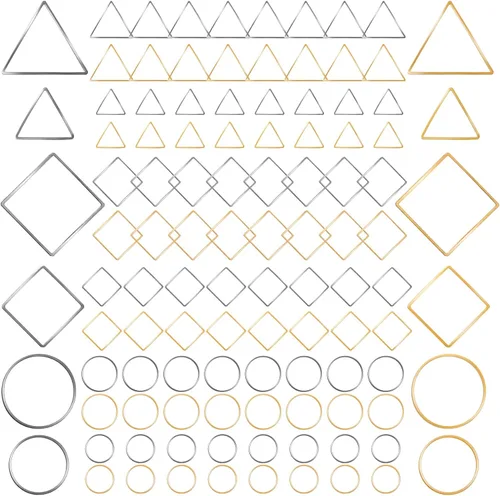 Miniatura 8 de PAGOW 96 piezas de aretes de aro para hacer joyas, hipoalergénicos, cuadrados, redondos, plateados, dorados, para manualidades, suministros