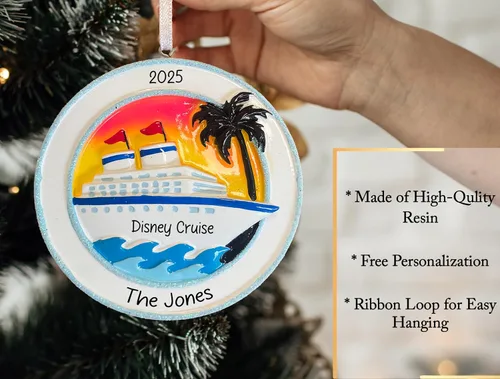 Miniatura 3 de Adorno de Navidad personalizado de crucero 2025 Decoración de árbol de Navidad de viaje de vacaciones de crucero – Regalo de recuerdo de carnaval