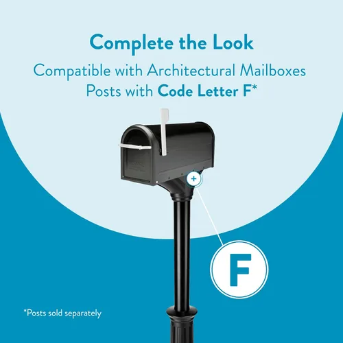 Miniatura 5 de Architectural Mailboxes Chadwick Buzón de correo de montaje en poste de acero galvanizado, 8950B-10, color negro, capacidad media