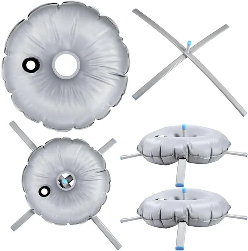 Miniatura 8 de Blulu 2 juegos de base de bandera de plumas plegable con bolsa de agua, soporte de poste de metal cruzado que se adapta con un diámetro