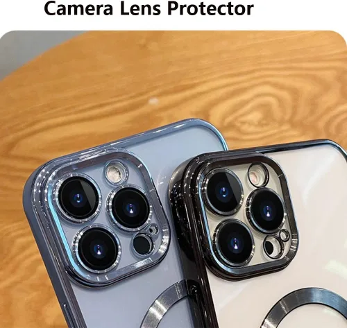 Miniatura 3 de Funda magnética transparente para iPhone 14 Pro con protector de lente de cámara, funda de protección completa compatible con MagSafe elegante funda