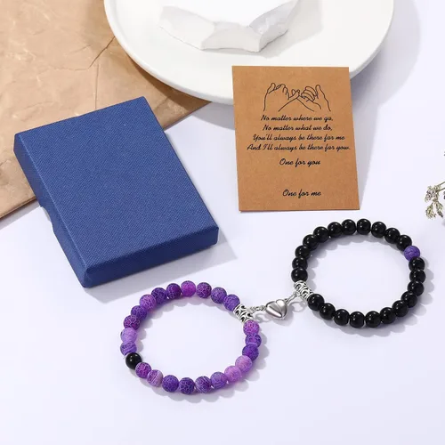Miniatura 2 de Pulseras magnéticas para parejas, pulseras de amor, pulseras de cuentas naturales a distancia, regalos para el día de San Valentín