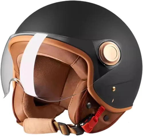 Casco vintage de cara abierta 3/4 para hombres y mujeres, aprobado por el DOT para adultos, casco retro para motocicleta, casco de ciclomotor,