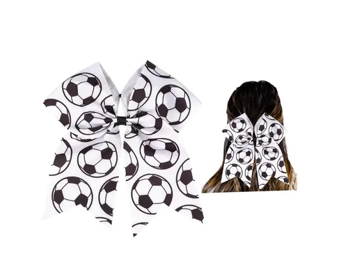 Accesorios deportivos para el cabello - Lazos, soportes para cola de caballo y bandas para el cabello para niñas y equipos de fútbol (FQ1) (A)