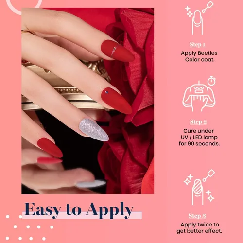 Miniatura 39 de Beetles - Kit de esmalte de uñas de gel rosa nude con lámpara de uñas LED UV, 6 piezas, kit de iniciación, gel base, capa superior, juego de esmalte