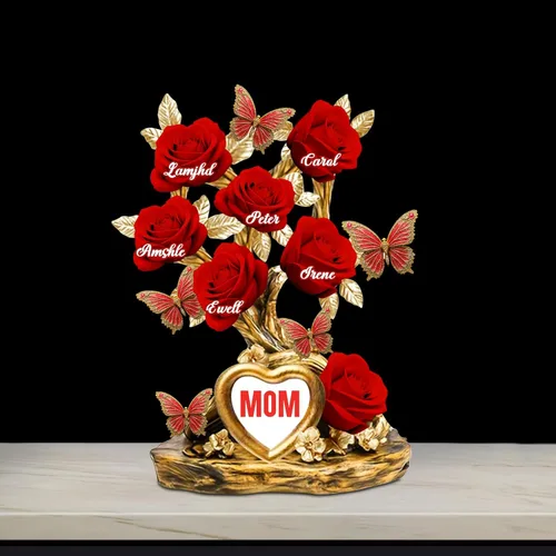 Miniatura 20 de Cada rosa contiene una pieza de tu lámpara de corazón, placa de rosa personalizada con nombre de 1 a 10 niños, luz LED personalizada para mamá, flor