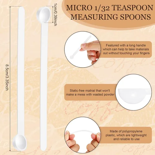 Miniatura 2 de Honeydak 1/32 cucharadita de microcucharas de 150 miligramos, mini cucharas medidoras pequeña cuchara de plástico para medir cosméticos, polvos