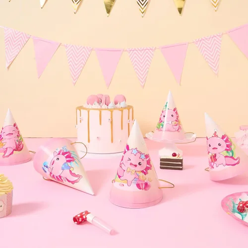 Miniatura 6 de WERNNSAI 12 Pcs Birthday Party Hats Assorted Themes Cone Paper Headbands Multiple Styles, Easy to Assemble with Elastic Strings, Kids Birthday