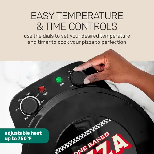 Miniatura 4 de Homecraft Horno de pizza horneado a piedra – 12 pulgadas estilo leñador para interiores, máquina de pizza eléctrica para encimeras – Piedra