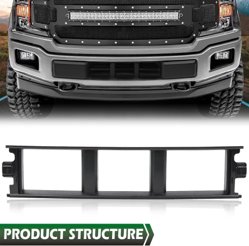 Miniatura 9 de GRAND ORANGE Cubierta de rejilla central inferior delantera compatible con Ford F150 2018 2019 2020 Cubierta central sin clips de metal JL3Z17B968BB