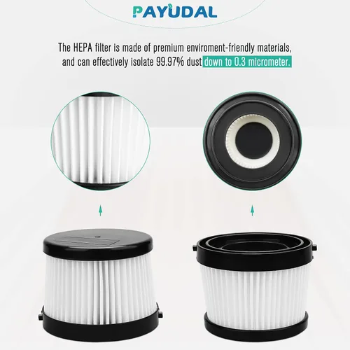 Miniatura 4 de 2 paquetes de filtros HEPA DCV501HB DCV5011H de repuesto. Compatible con filtros de aspiradora inalámbrica de mano DEWALT 20V. En comparación